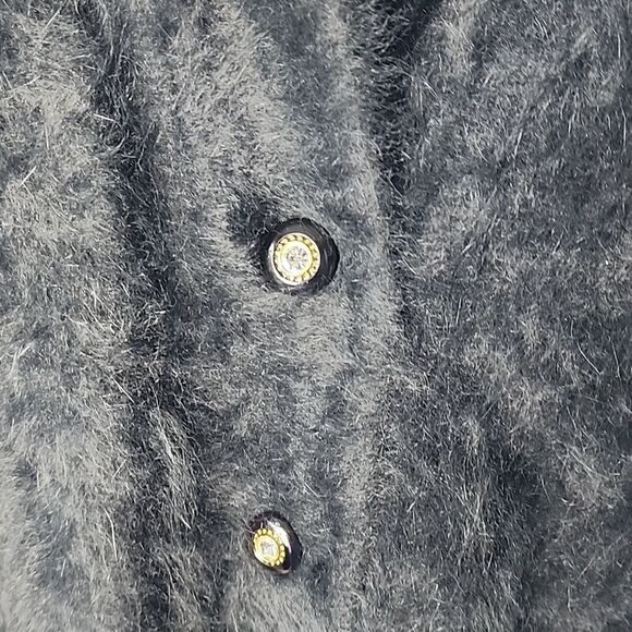 Vintage Soft Quiet Luxury Angora Cardigan Sweater With Rhinestone Buttons - Picture 6 of 11